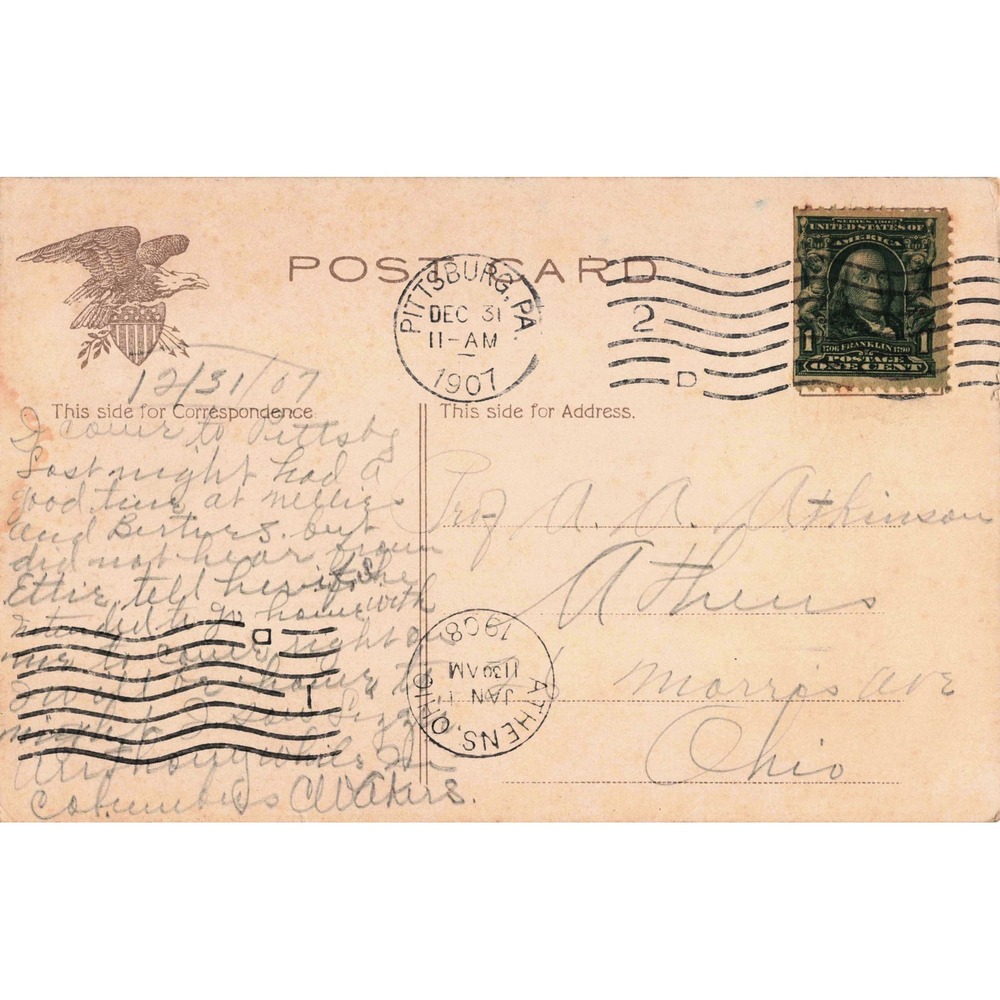 Pittsburg PA Pennsylvania P&LE Railroad Depot Train Station Vintage Postcard - Picture 2 of 2